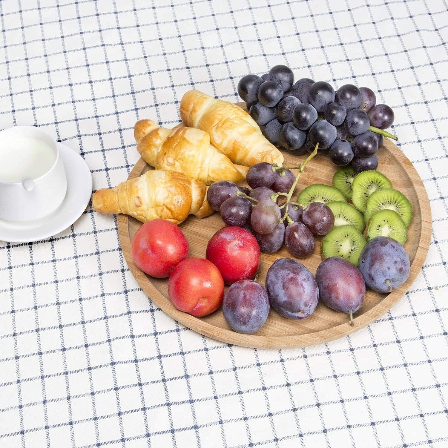 2 Pack Bamboo Tray 14 X 14 X 1 + 12 X 12 X 1 Inches Serving Tray Tea Tray Fruit Platters Dinner Plate Sour Candy Tray